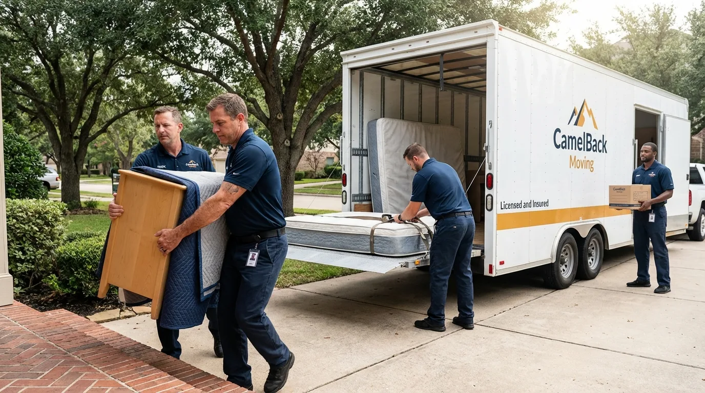 Crew loading residential truck for cross-state move from Union, NJ