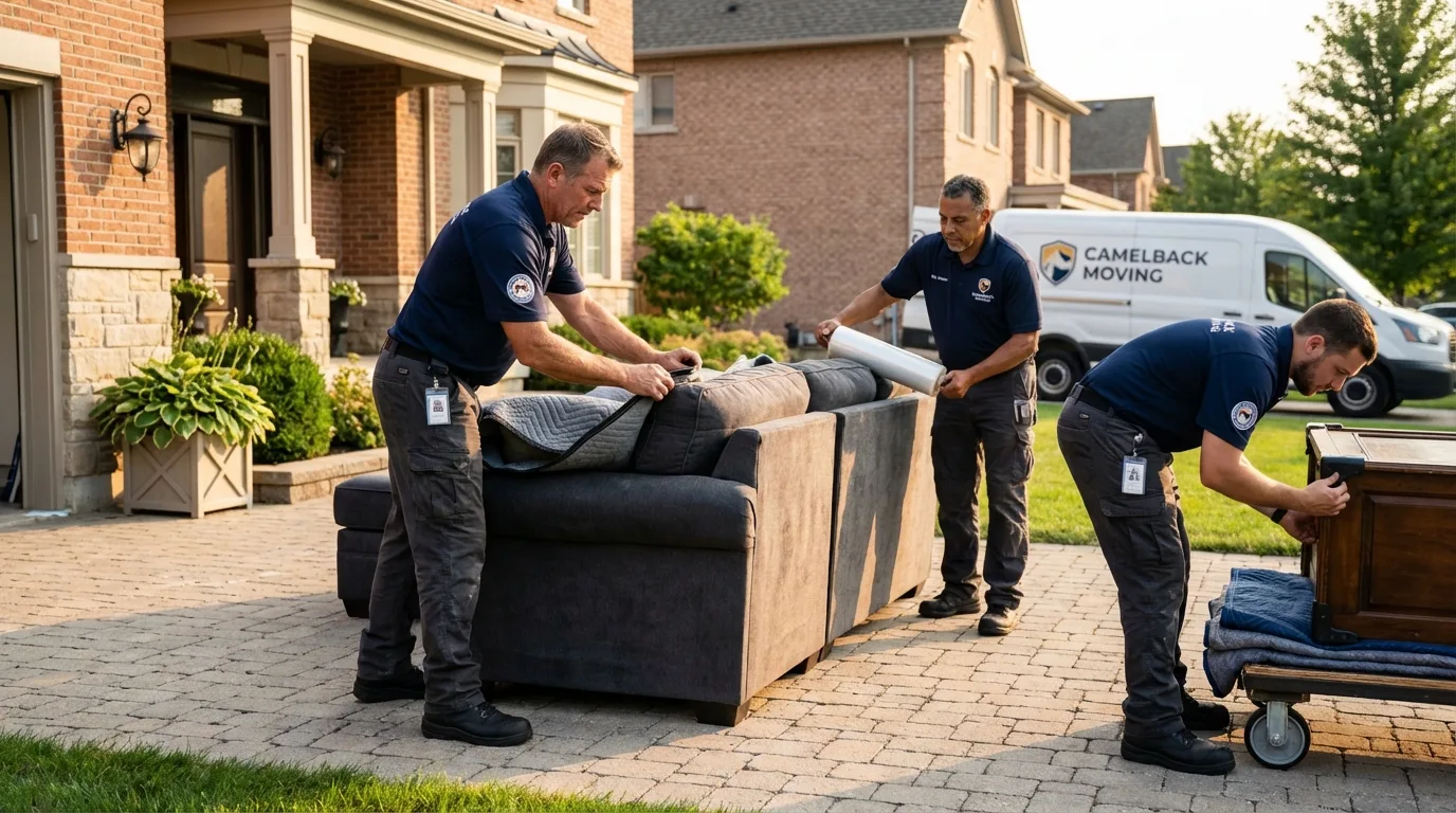 Large estate moving crew wrapping furniture in Union, NJ