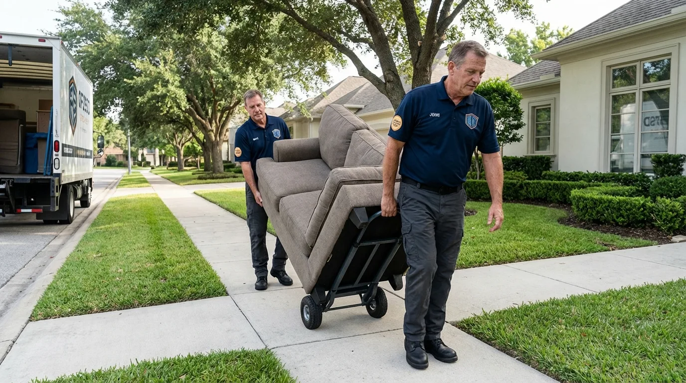 Local residential moving crew loading furniture in Union, NJ